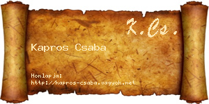 Kapros Csaba névjegykártya